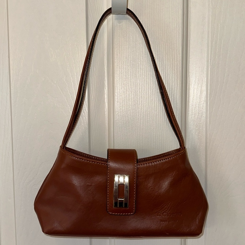 T. Giorgio Italian Leather Handbag in Chestnut Brown